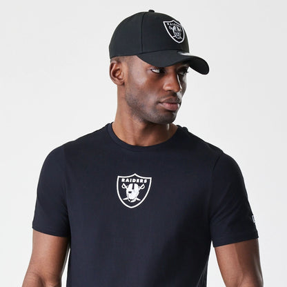 The Male model is wearing Las Vegas Raiders NFL Logo Black T-Shirt 6