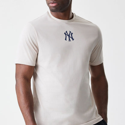 The Male model is wearing New York Yankees MLB Logo Cream T-Shirt 3