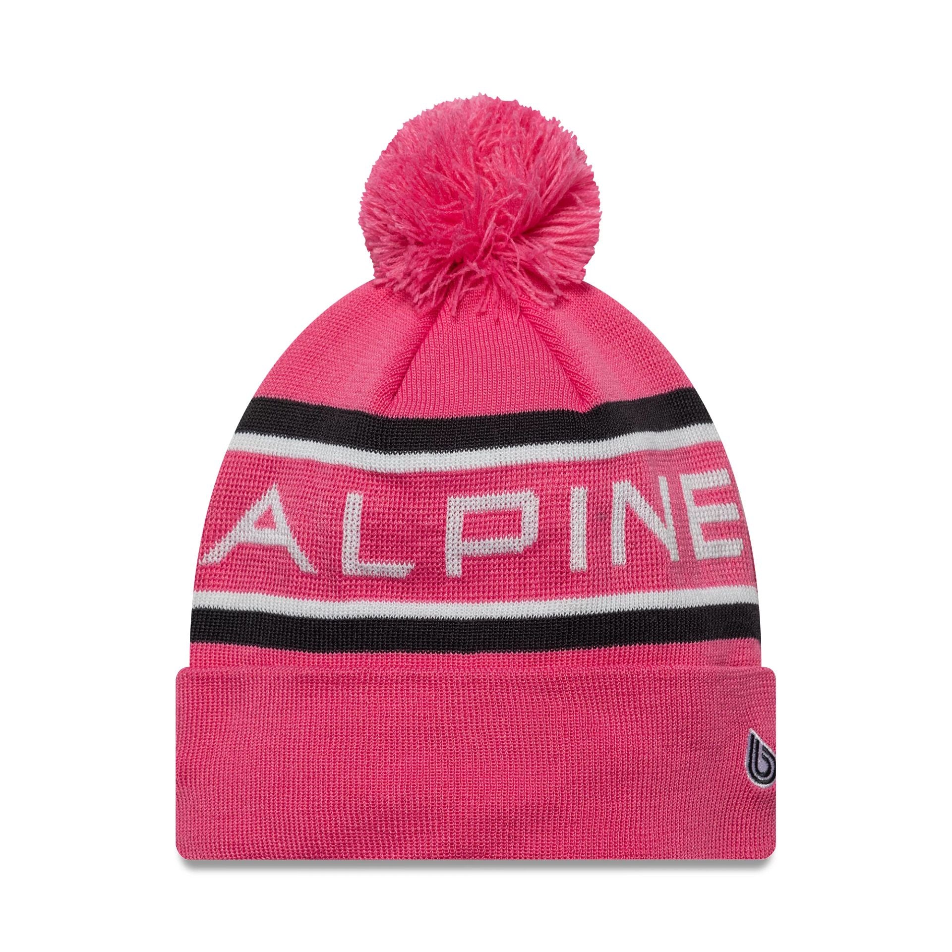 This is a Alpine Racing Replica Team Pink Cuff Knit Beanie Hat 2