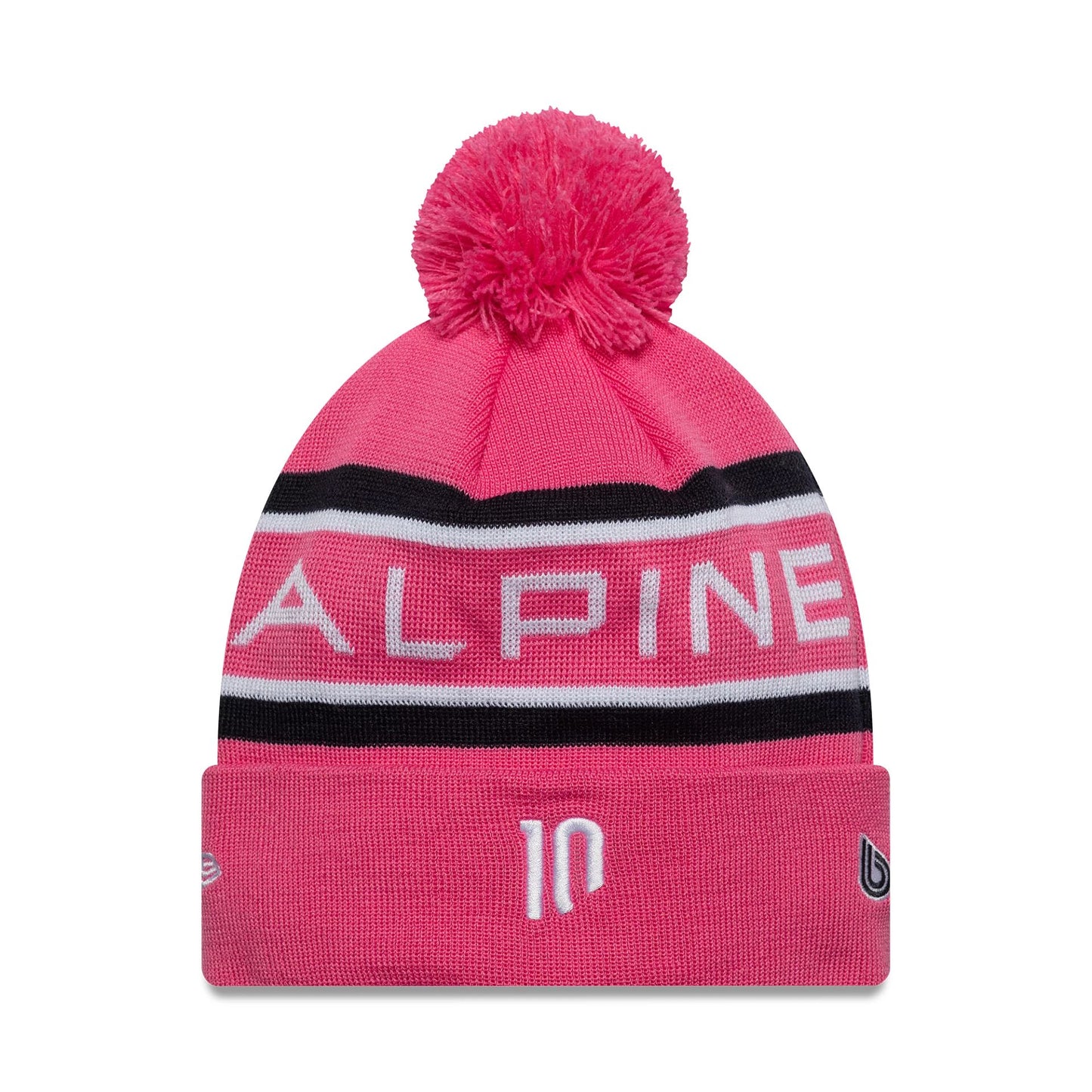 This is a Alpine Racing Replica Driver Pierre Gasly Pink Cuff Knit Beanie Hat 2