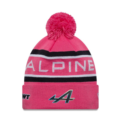 This is a Alpine Racing Replica Driver Pierre Gasly Pink Cuff Knit Beanie Hat 1
