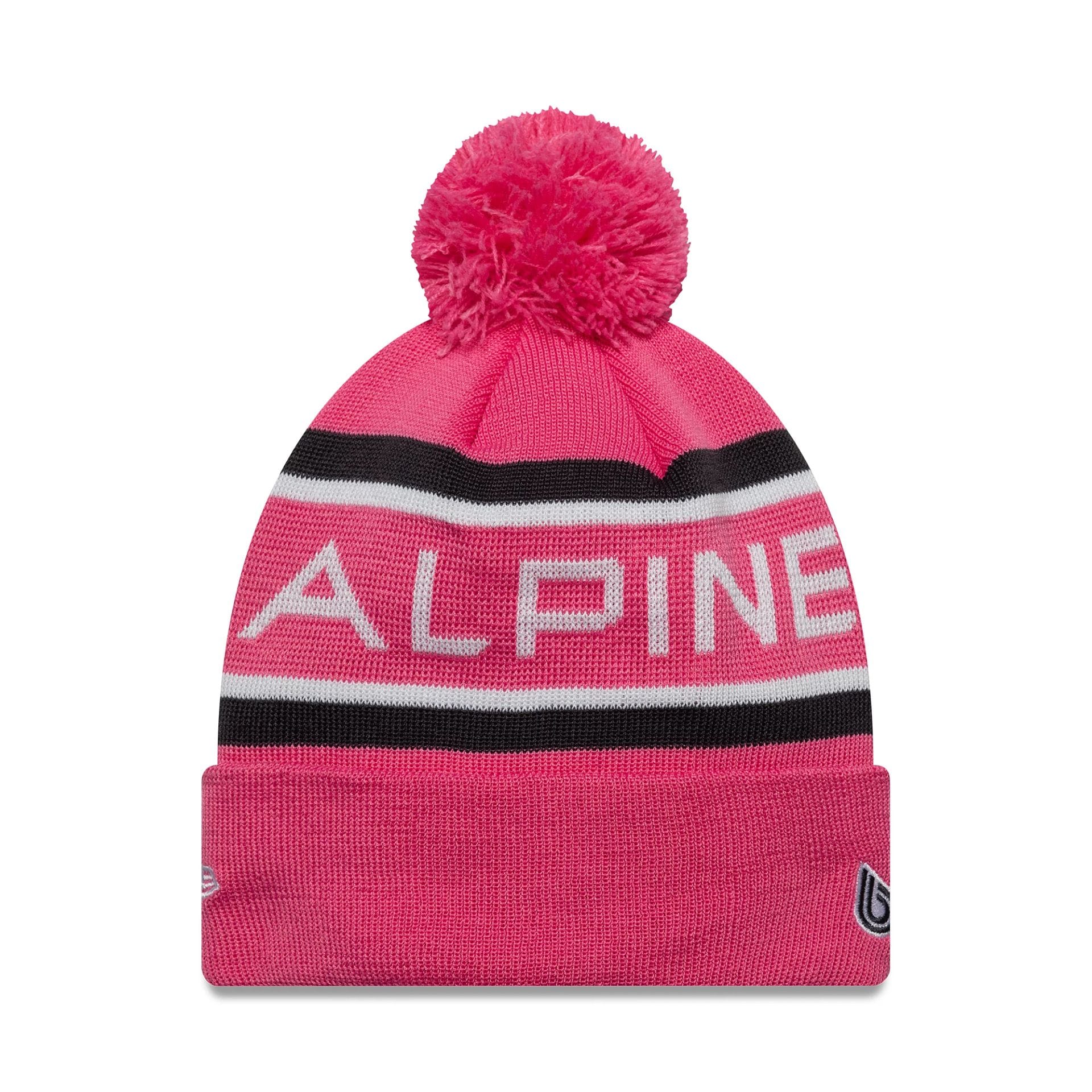 This is a Alpine Racing Youth Replica Team Pink Cuff Knit Beanie Hat 2