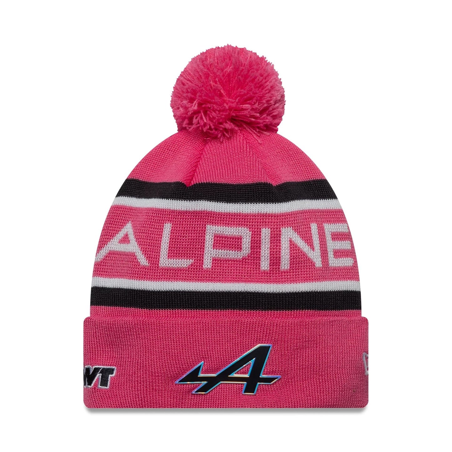 This is a Alpine Racing Youth Replica Team Pink Cuff Knit Beanie Hat 1