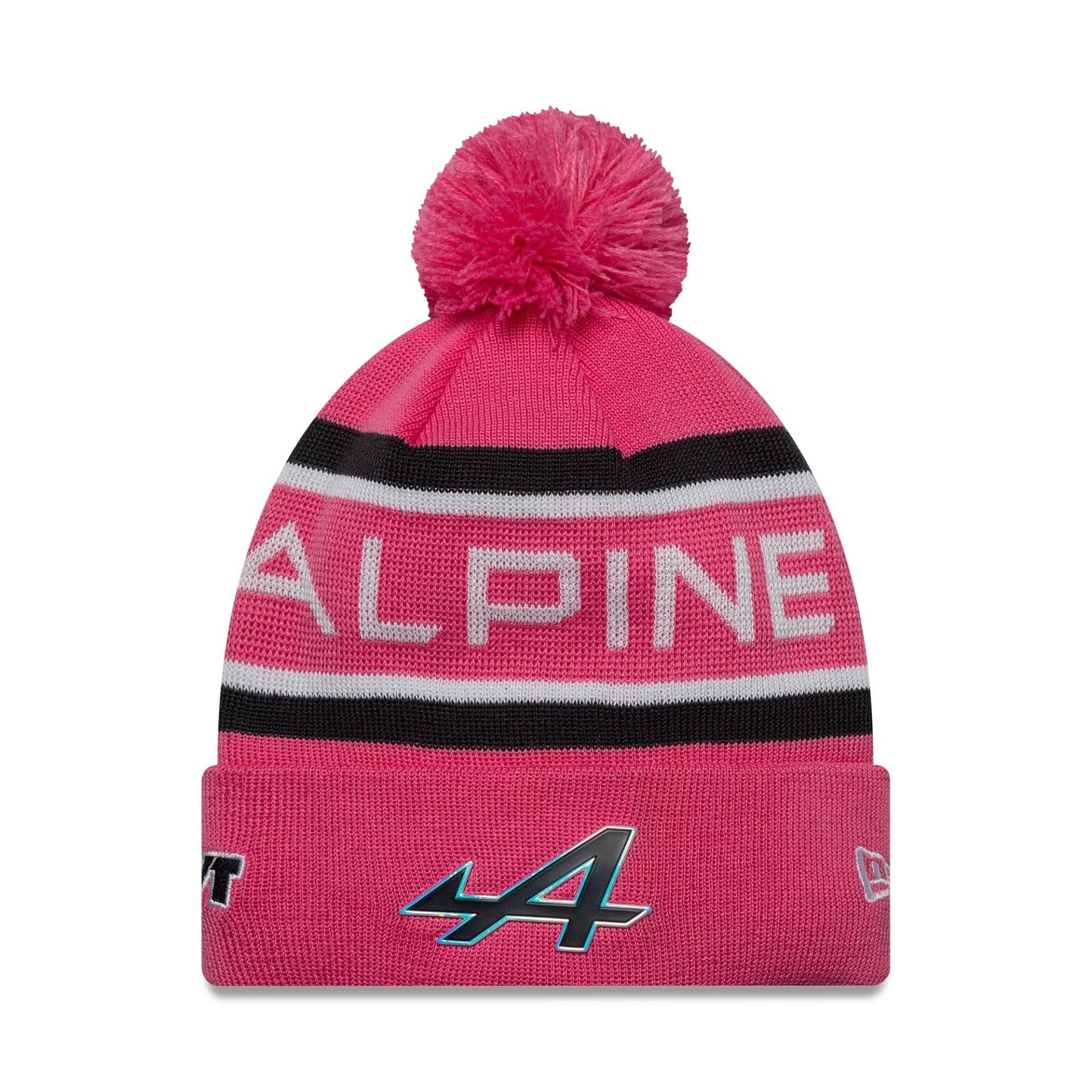 This is a Alpine Racing Youth Replica Jack Doohan Pink Cuff Knit Beanie Hat 1