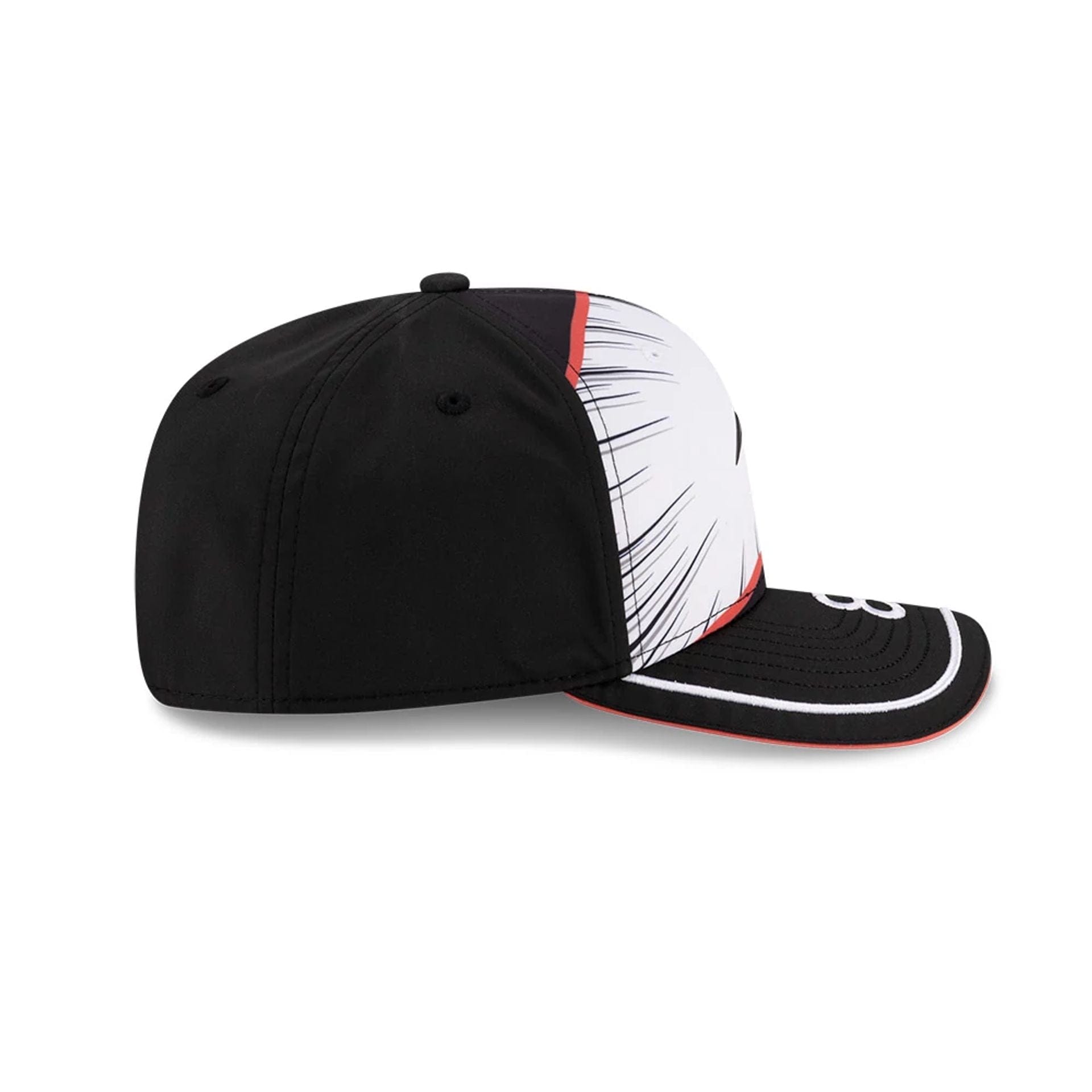 This is a McLaren Racing Oscar Piastri Japan Race Special Black 9SEVENTY Stretch Snap Adjustable Cap 6