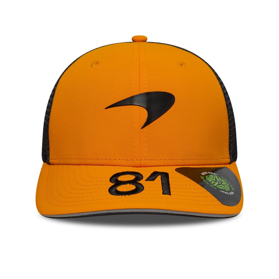 This is a McLaren Racing Replica Oscar Piastri Orange 9SEVENTY Stretch Snap Adjustable Cap 3