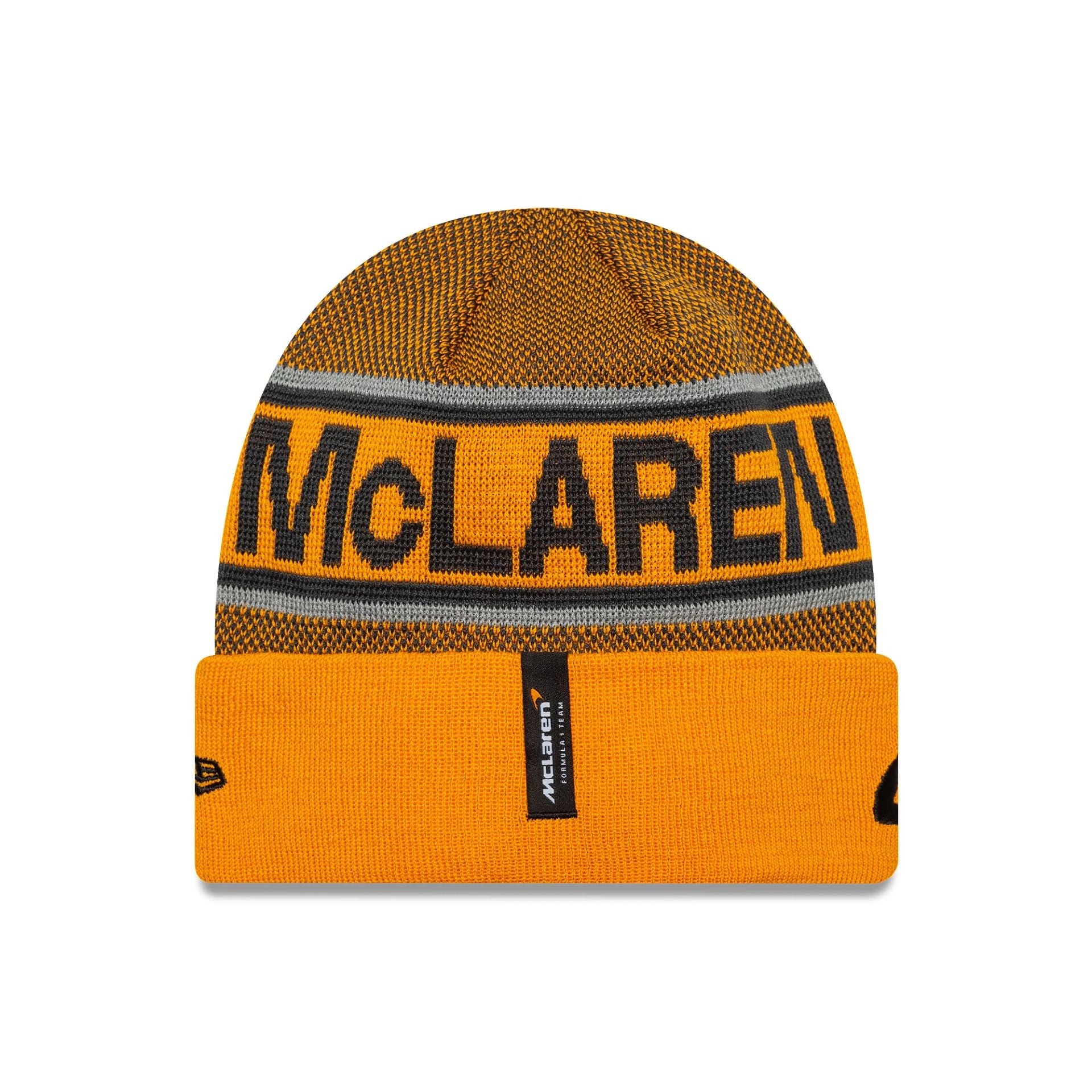 This is a McLaren Racing Replica Lando Norris Orange Cuff Knit Beanie Hat 2