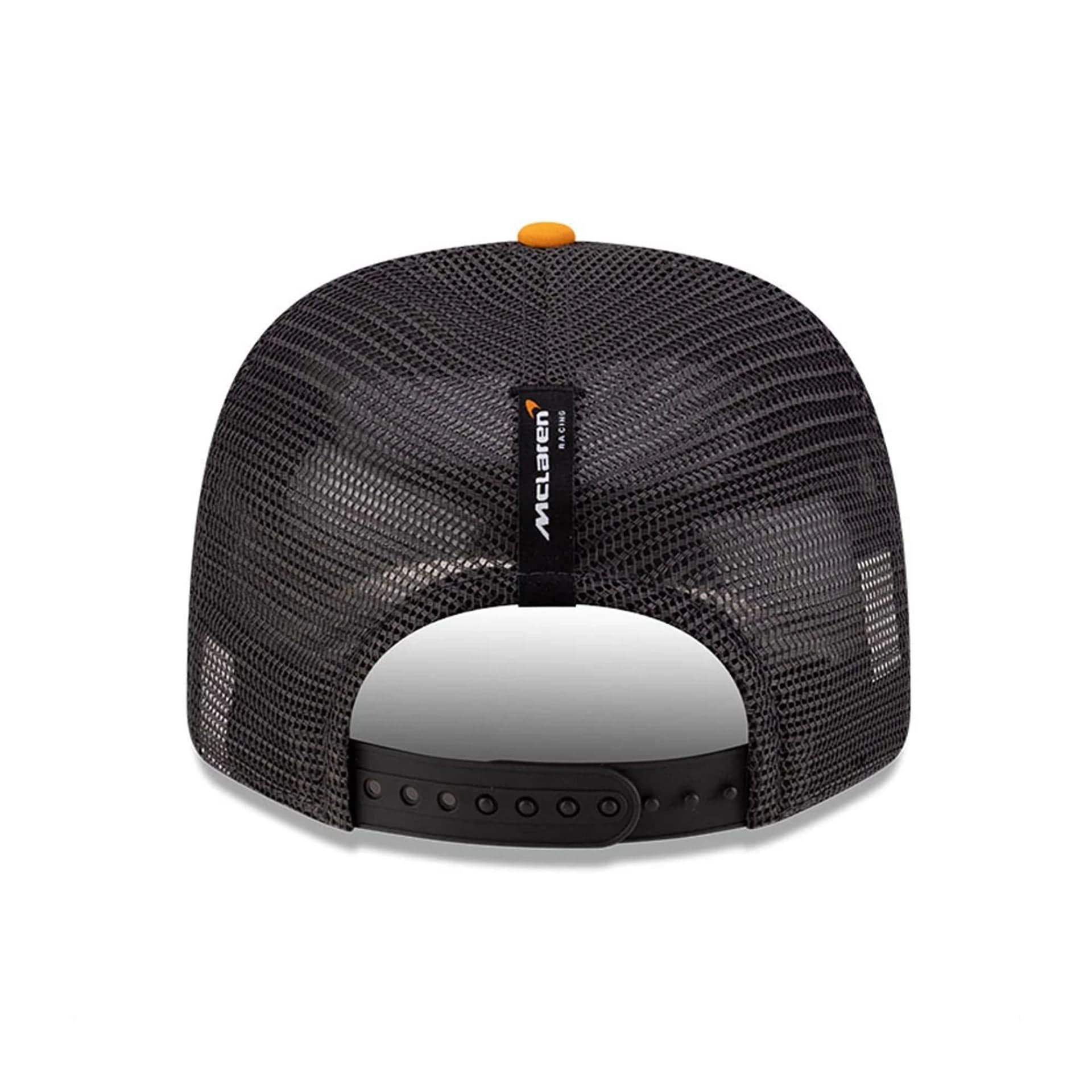 This is a Arrow McLaren Indycar Replica Team Kyle Larson Orange 9SEVENTY Stretch Snap Adjustable Cap 5