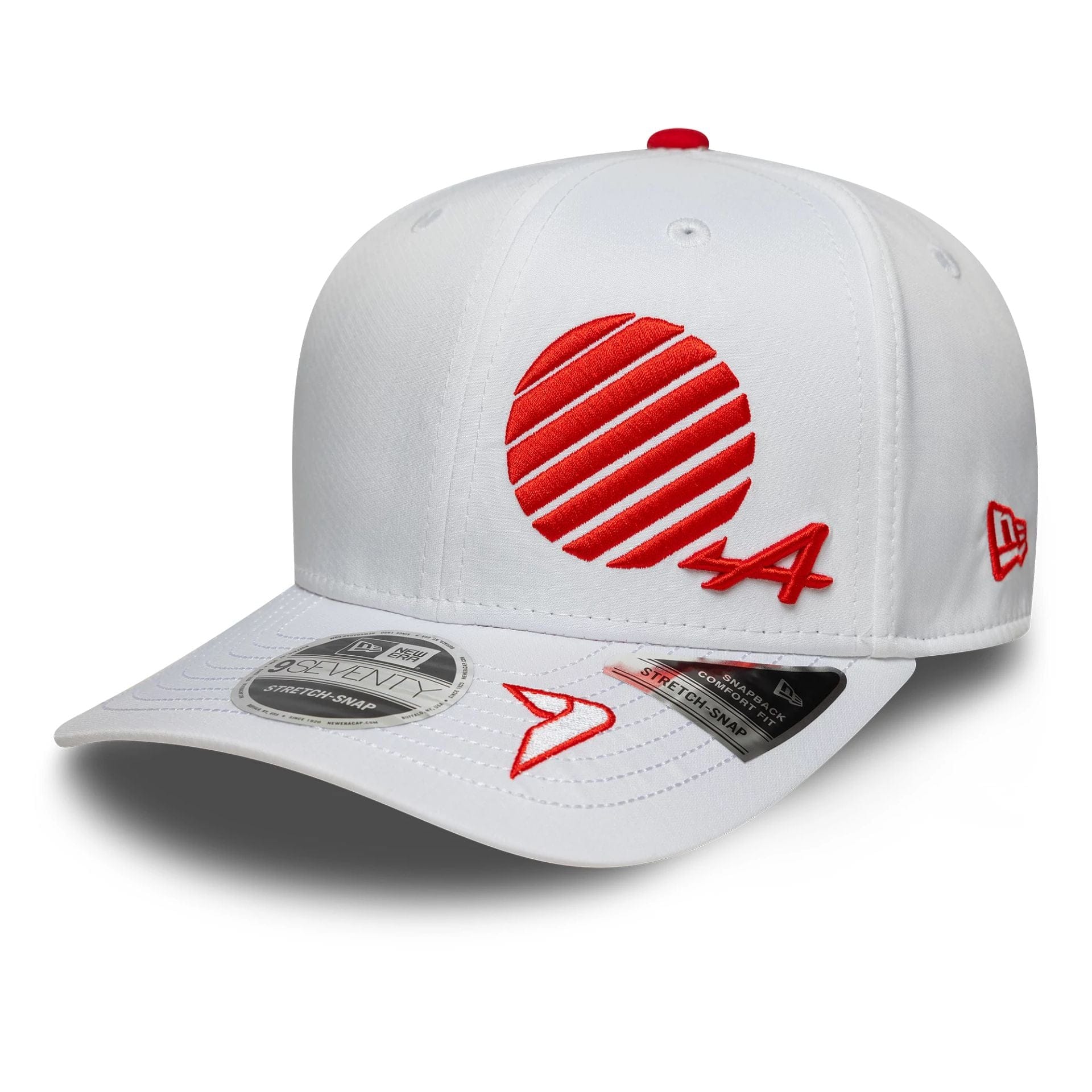 This is a Alpine Racing Jack Doohan Japan Race Special White 9SEVENTY Stretch Snap Adjustable Cap 1