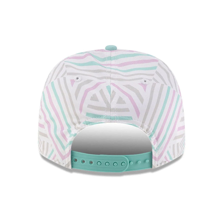 This is a MoneyGram Haas F1 Esteban Ocon Miami Race Special Turquoise 9SEVENTY Stretch Snap Adjustable Cap 6