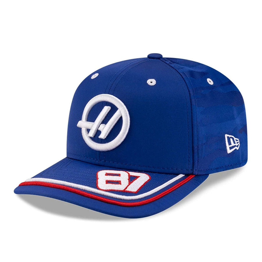 This is a MoneyGram Haas F1 Oliver Bearman Silverstone Race Special Blue 9SEVENTY Stretch Snap Adjustable Cap 3