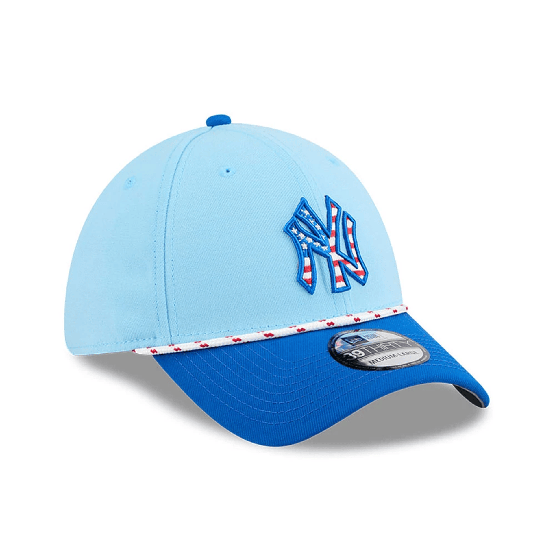 This is a New York Yankees MLB 4th Of July Blue 39THIRTY Stretch Fit Cap 4