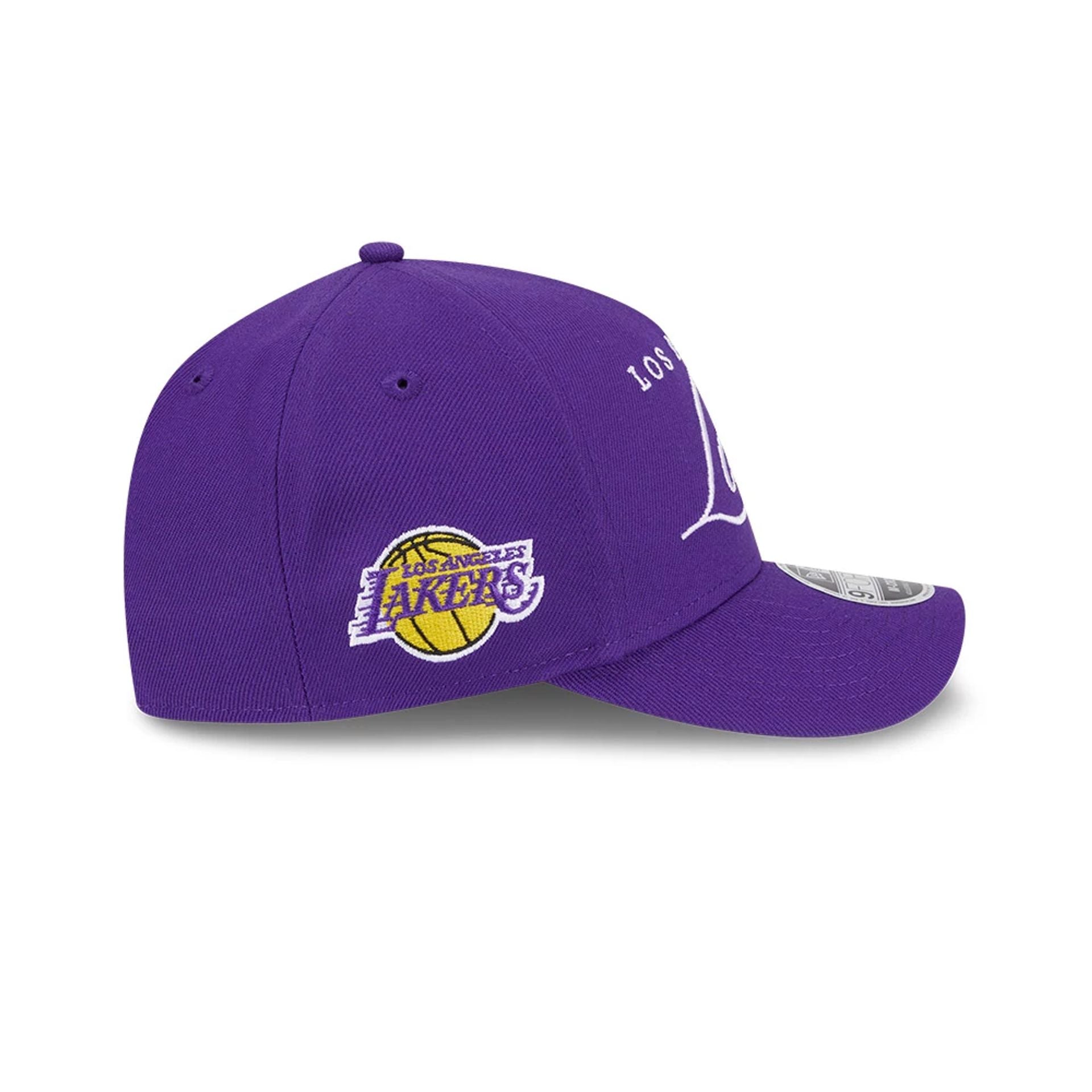 This is a LA Lakers NBA Draft 2025 Purple 9FORTY M-Crown A-Frame Adjustable Cap 5