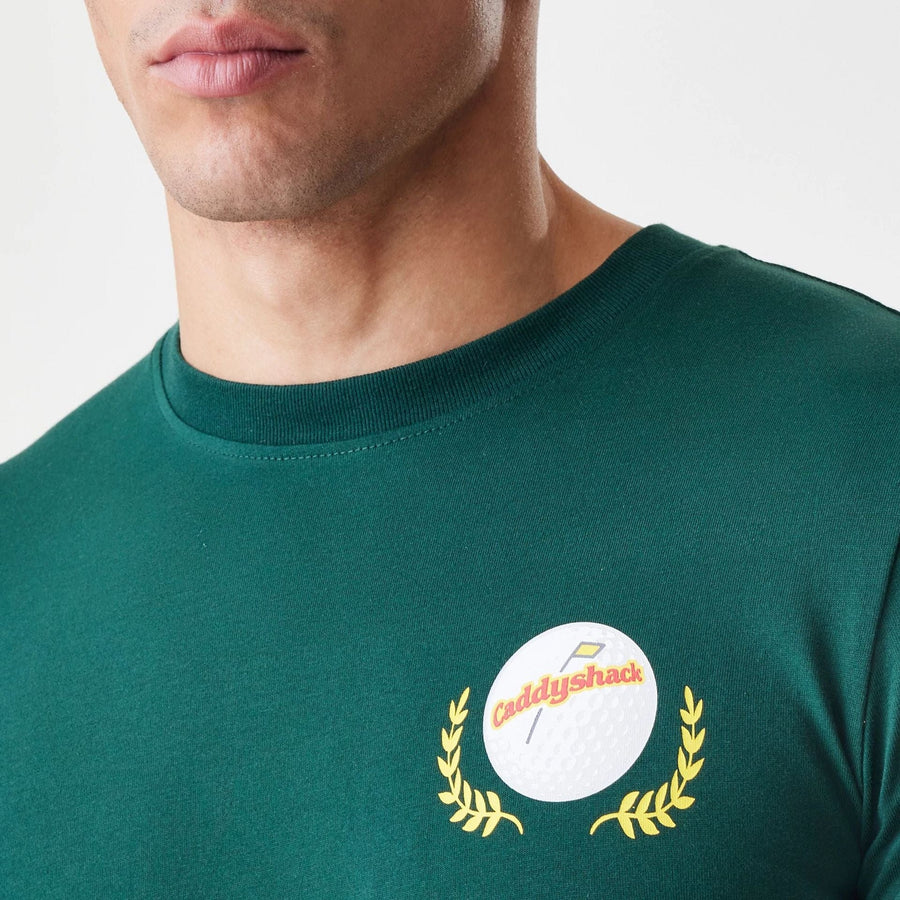 The Male model is wearing Caddyshack It's In The Hole Dark Green T-Shirt 6