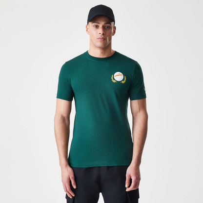 The Male model is wearing Caddyshack It's In The Hole Dark Green T-Shirt 1