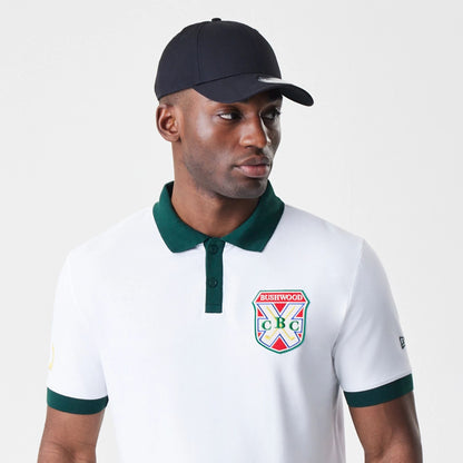 The Male model is wearing Caddyshack BushWood White Polo T-Shirt 6