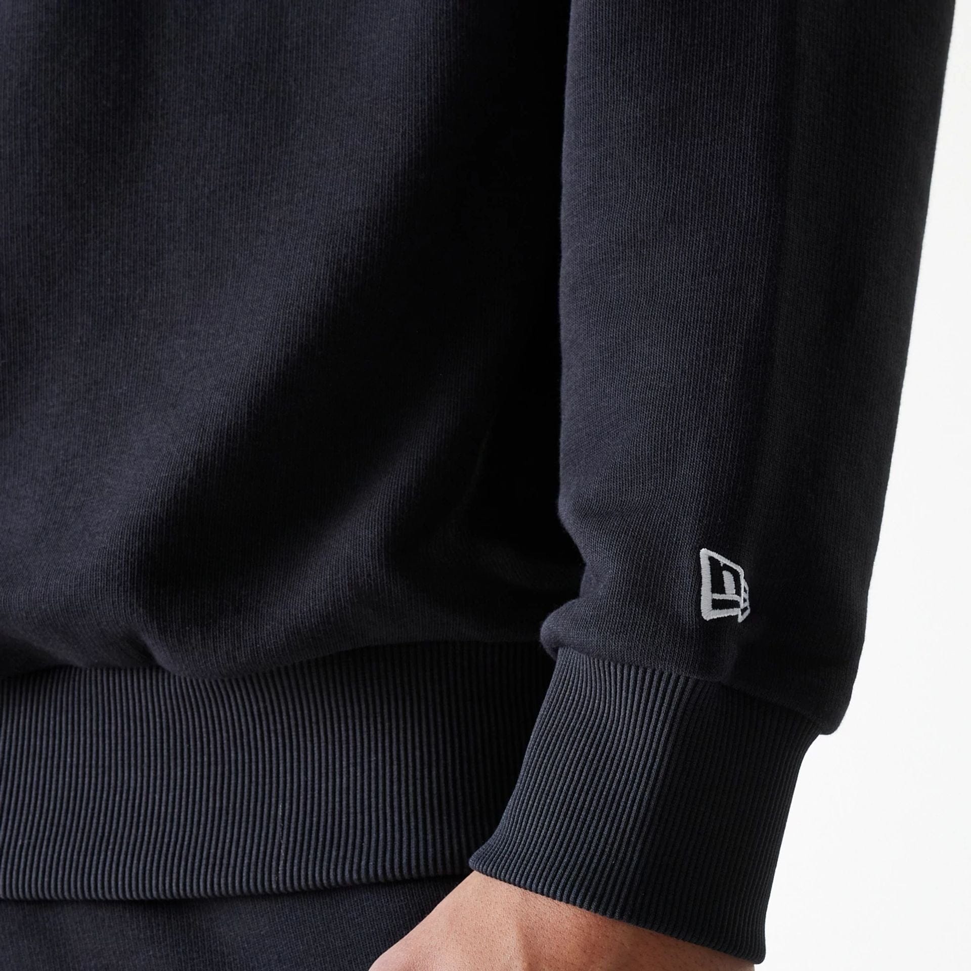 The Male model is wearing New York Yankees MLB League Essential Black Crew Neck Sweater 5