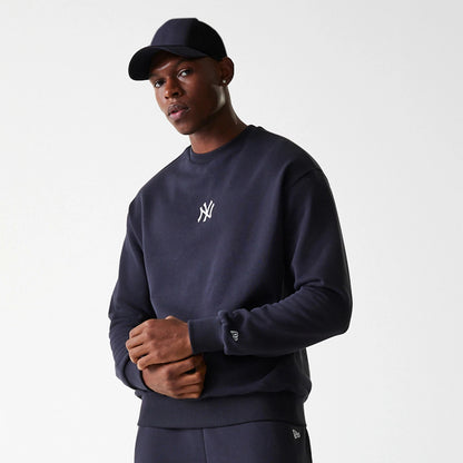 The Male model is wearing New York Yankees MLB League Essential Navy Crew Neck Sweater 3