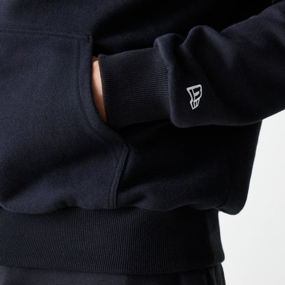 The Male model is wearing New York Yankees MLB League Essential Midi Black Oversized Pullover Hoodie 5