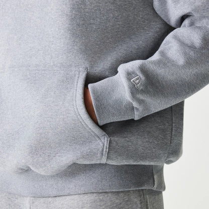 The Male model is wearing New York Yankees MLB League Essential Grey Oversized Pullover Hoodie 7