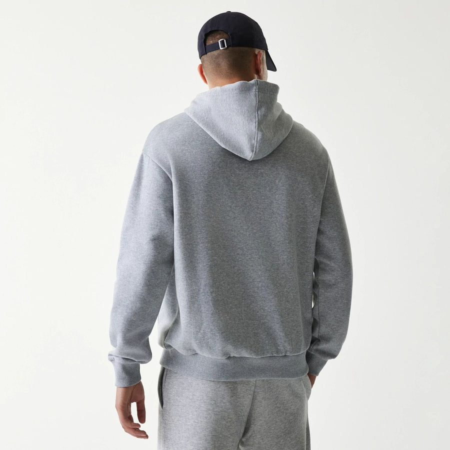 The Male model is wearing New York Yankees MLB League Essential Grey Oversized Pullover Hoodie 2
