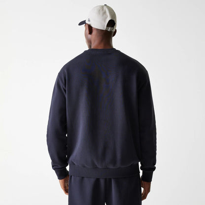 The Male model is wearing New York Yankees MLB League Essential Midi Navy Oversized Crew Neck Sweater 2