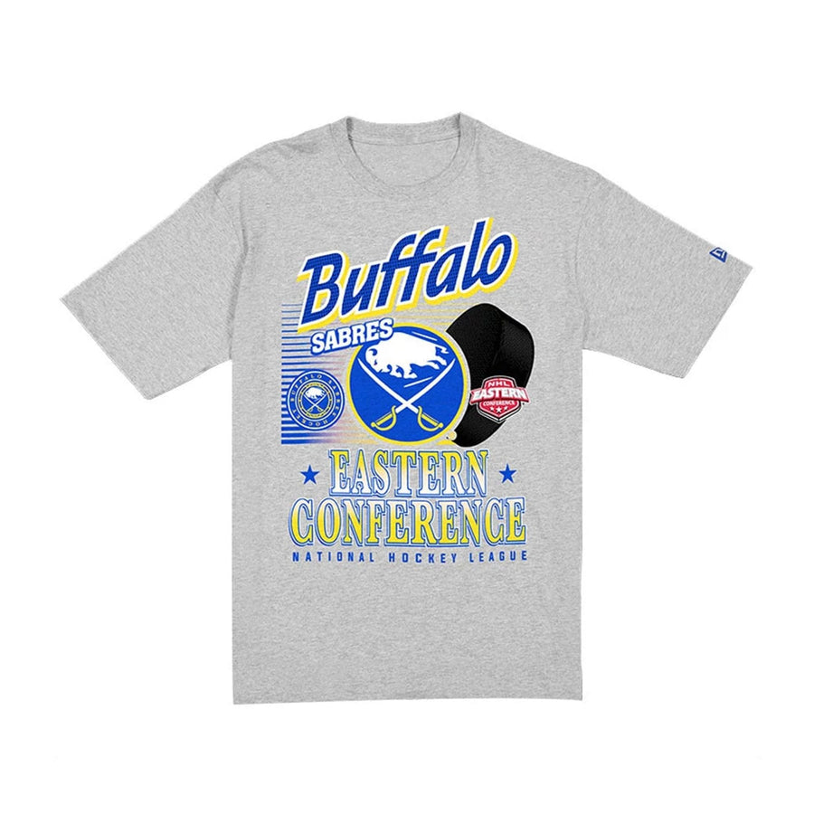 The Male model is wearing Buffalo Sabres NHL Sport Classic Grey T-Shirt 6