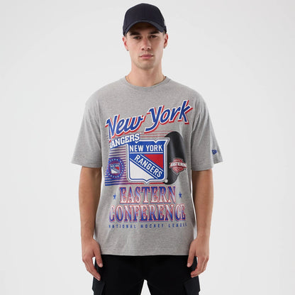 The Male model is wearing New York Rangers NHL Sport Classic Grey T-Shirt 1