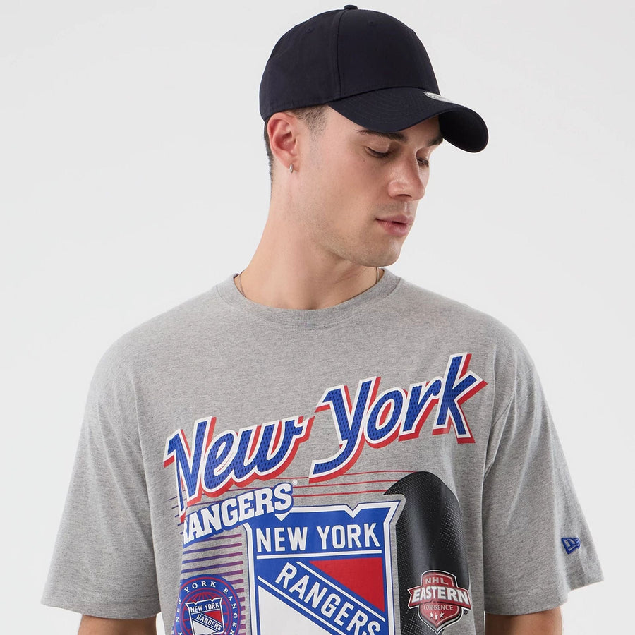The Male model is wearing New York Rangers NHL Sport Classic Grey T-Shirt 3