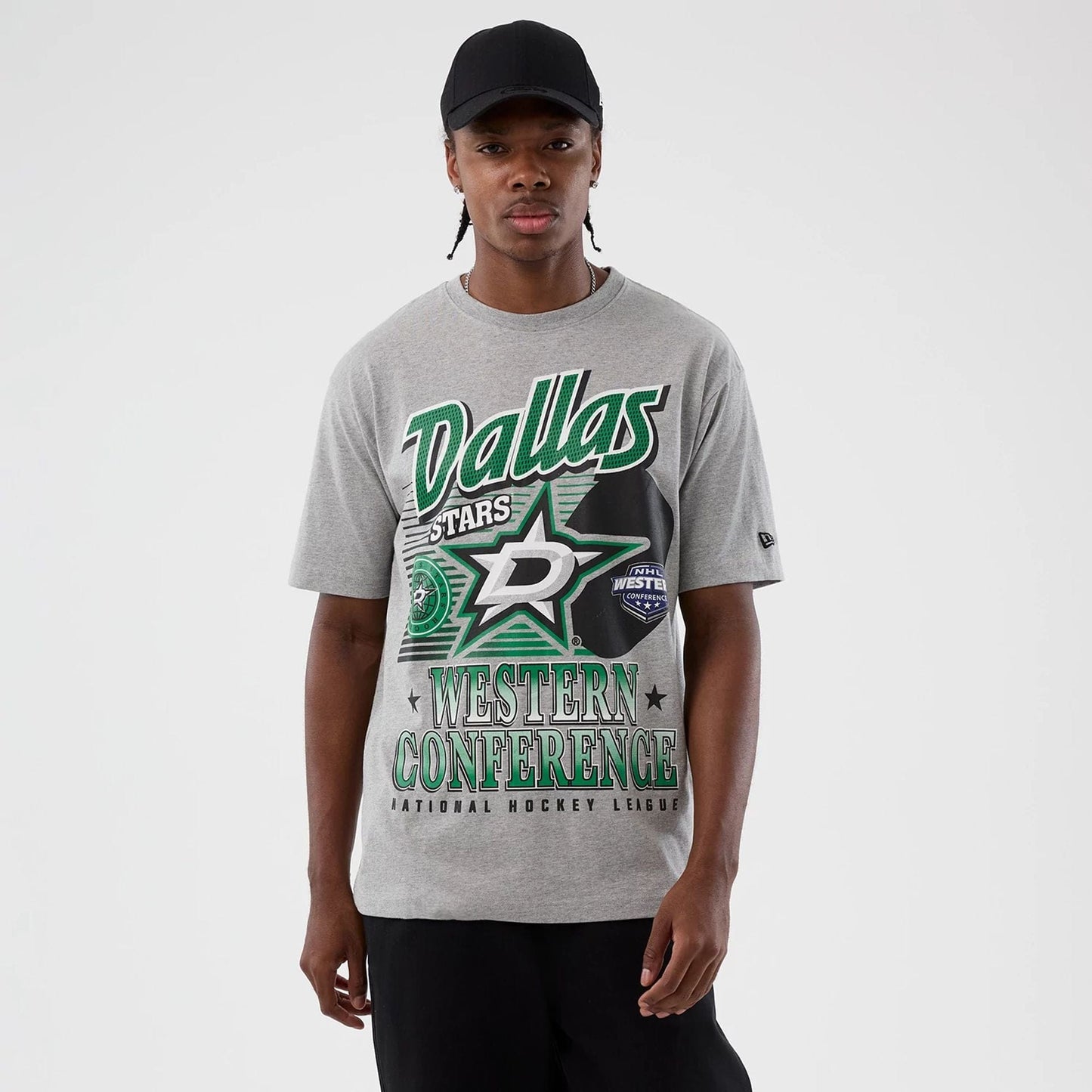 The Male model is wearing Dallas Stars NHL Sport Classic Grey T-Shirt 1