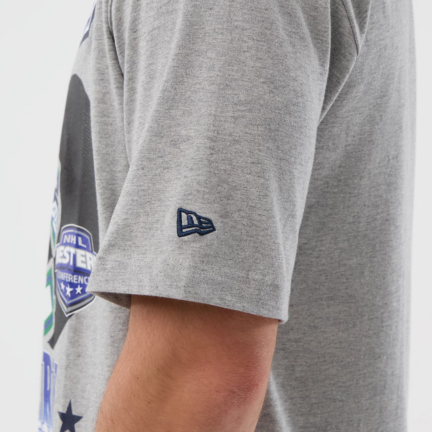 The Male model is wearing Vancouver Canucks NHL Sport Classic Grey T-Shirt 3