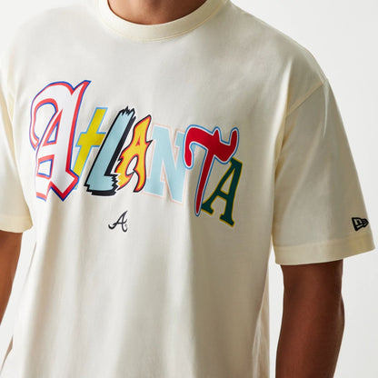 The Male model is wearing Atlanta Braves Life Graphic Cream T-Shirt 3