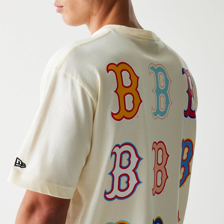 The Male model is wearing Boston Red Sox Life Graphic Cream T-Shirt 4
