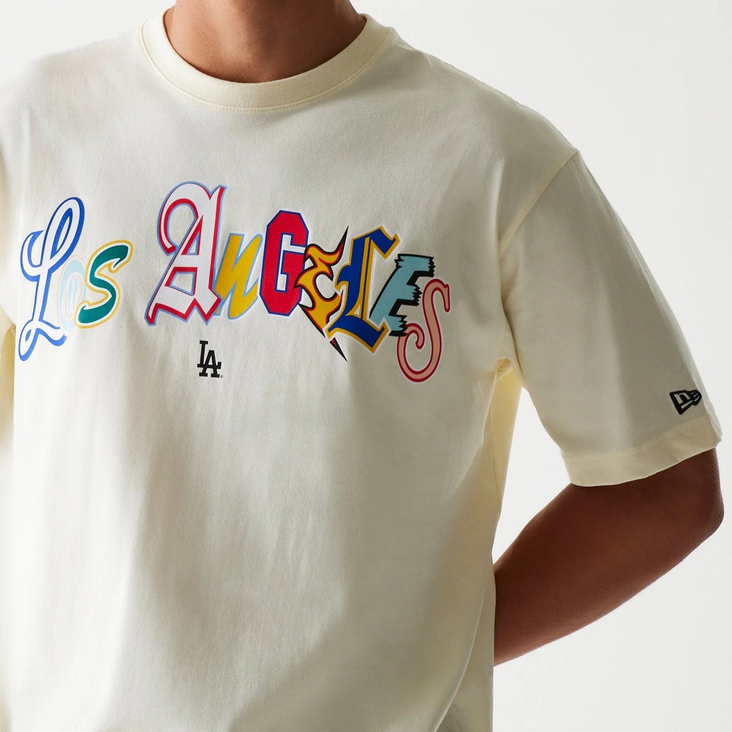 The Male model is wearing LA Dodgers Life Graphic Cream T-Shirt 3