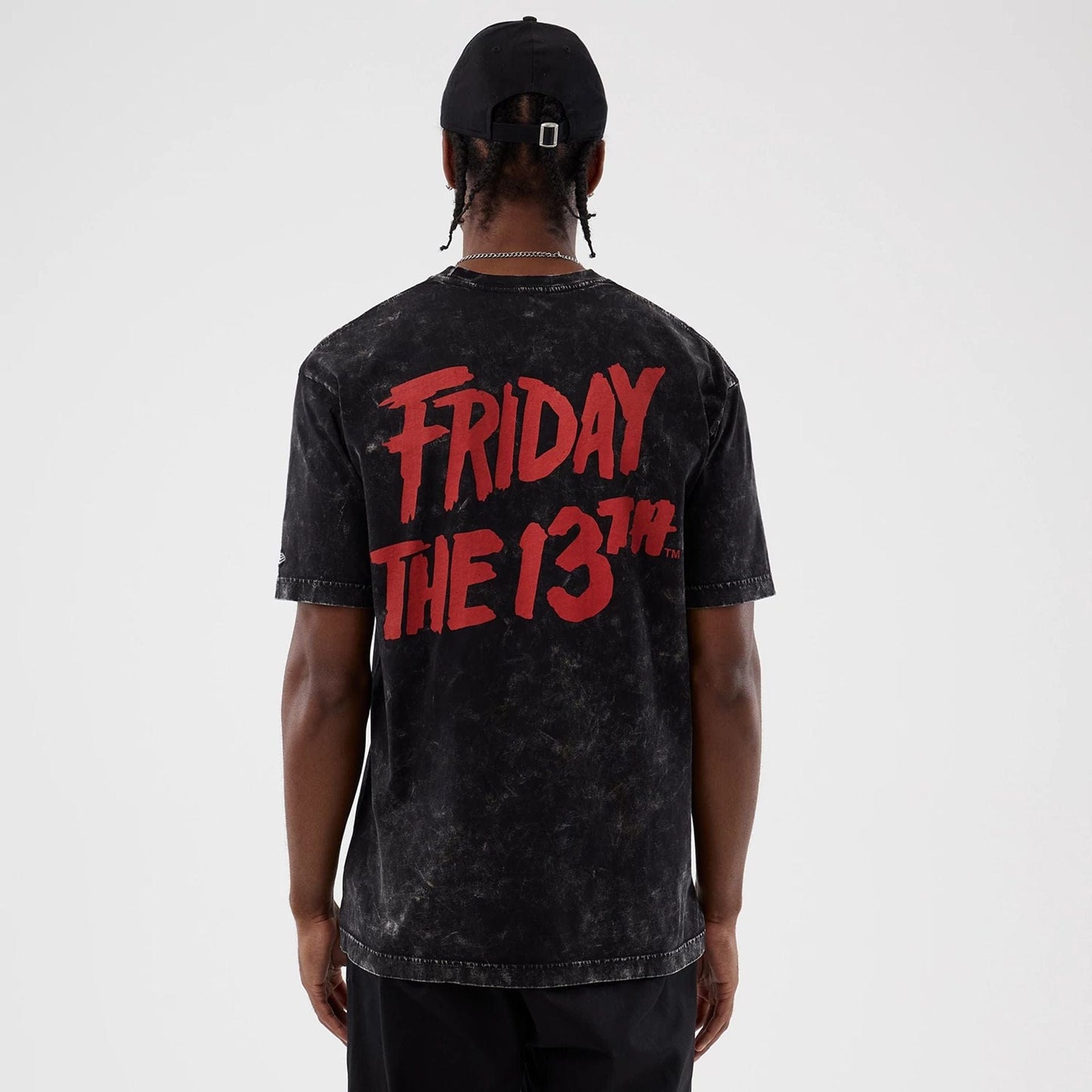 The Male model is wearing Friday The 13Th Life Graphic Black T-Shirt 2