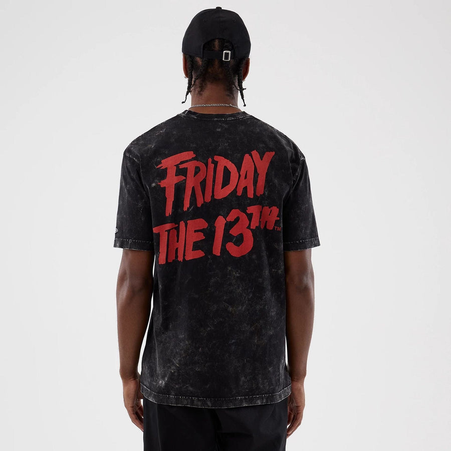 The Male model is wearing Friday The 13Th Life Graphic Black T-Shirt 2