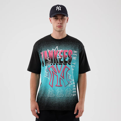 The Male model is wearing New York Yankees Life Graphic Black T-Shirt 1