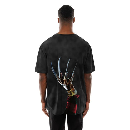 The Male model is wearing A Nightmare On Elm Street Life Graphic Black T-Shirt 2