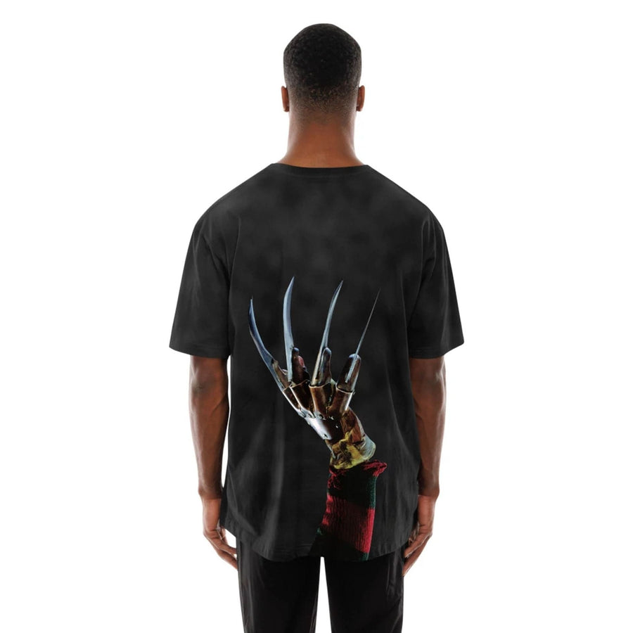The Male model is wearing A Nightmare On Elm Street Life Graphic Black T-Shirt 2