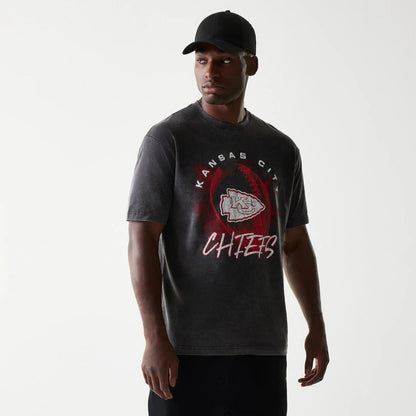 The Male model is wearing Kansas City Chiefs NFL Sport Night Black T-Shirt 1