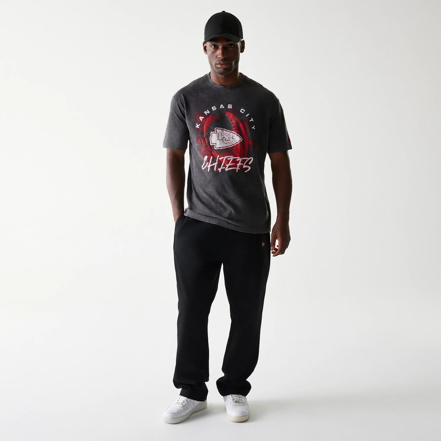 The Male model is wearing Kansas City Chiefs NFL Sport Night Black T-Shirt 8