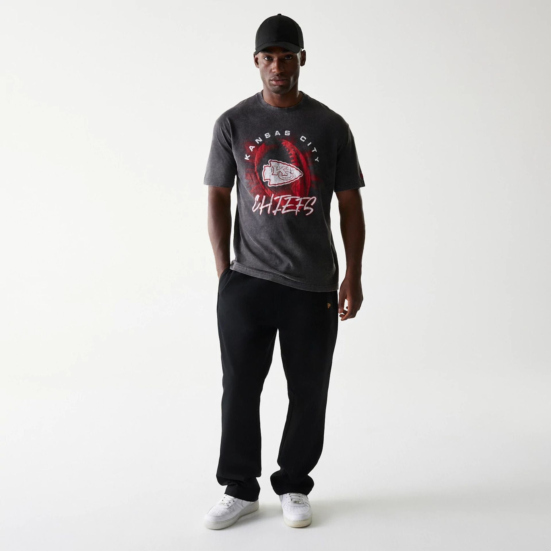 The Male model is wearing Kansas City Chiefs NFL Sport Night Black T-Shirt 8
