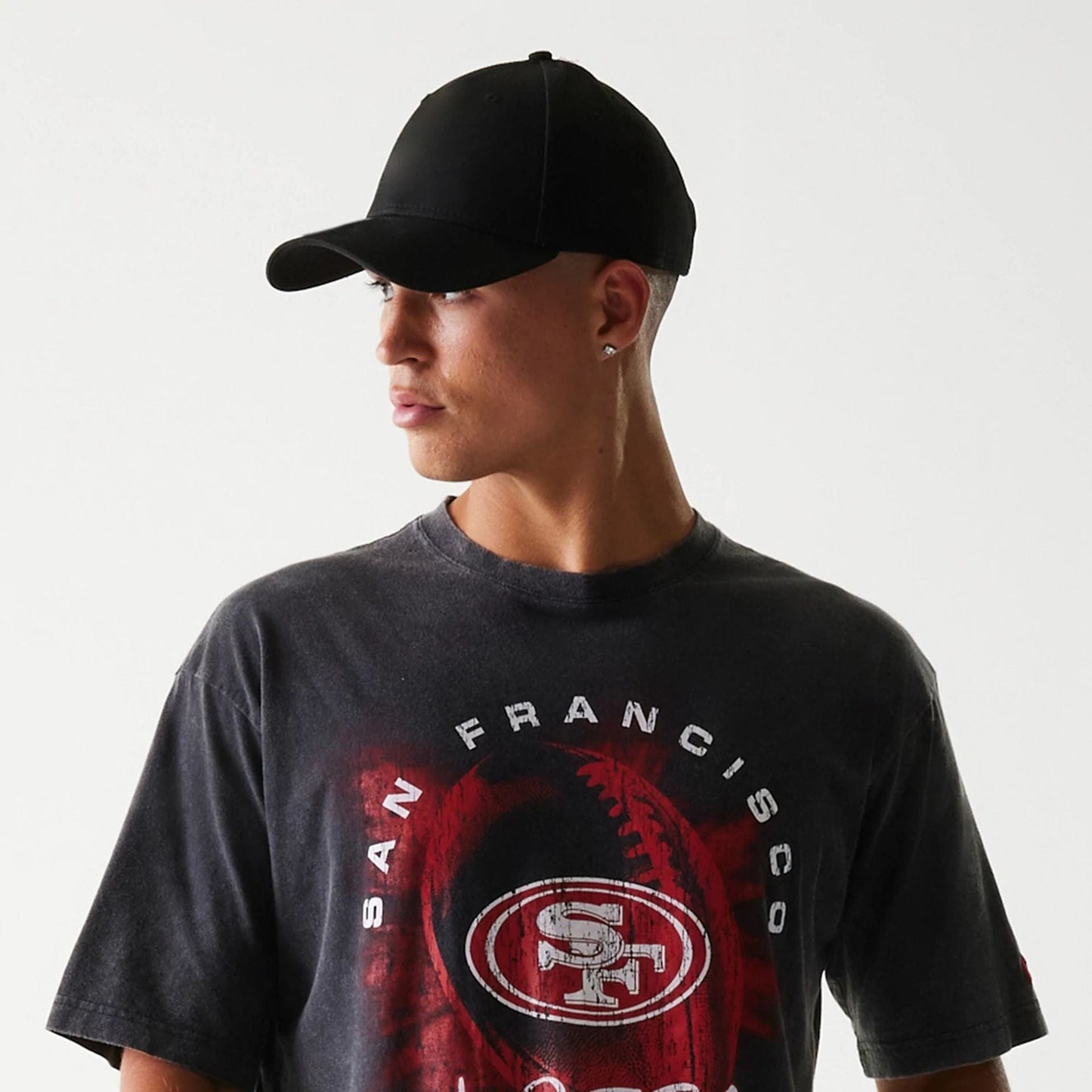 The Male model is wearing San Francisco 49ers NFL Sport Night Black T-Shirt 3