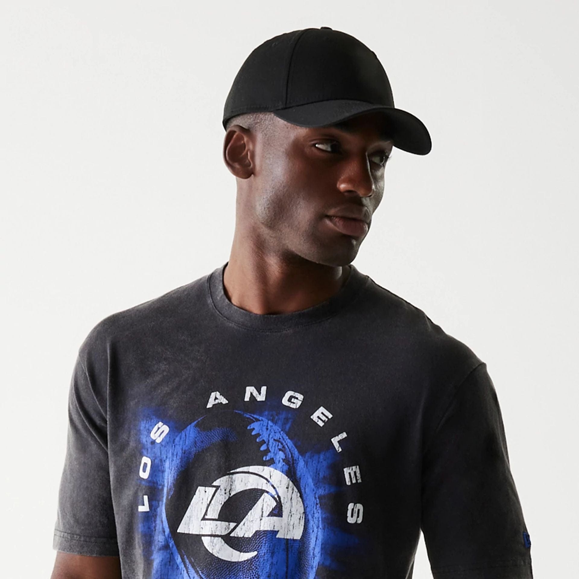 The Male model is wearing LA Rams NFL Sport Night Black T-Shirt 4