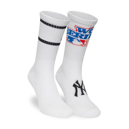 This is a New York Yankees World Series White 2 Pack Crew Socks 3