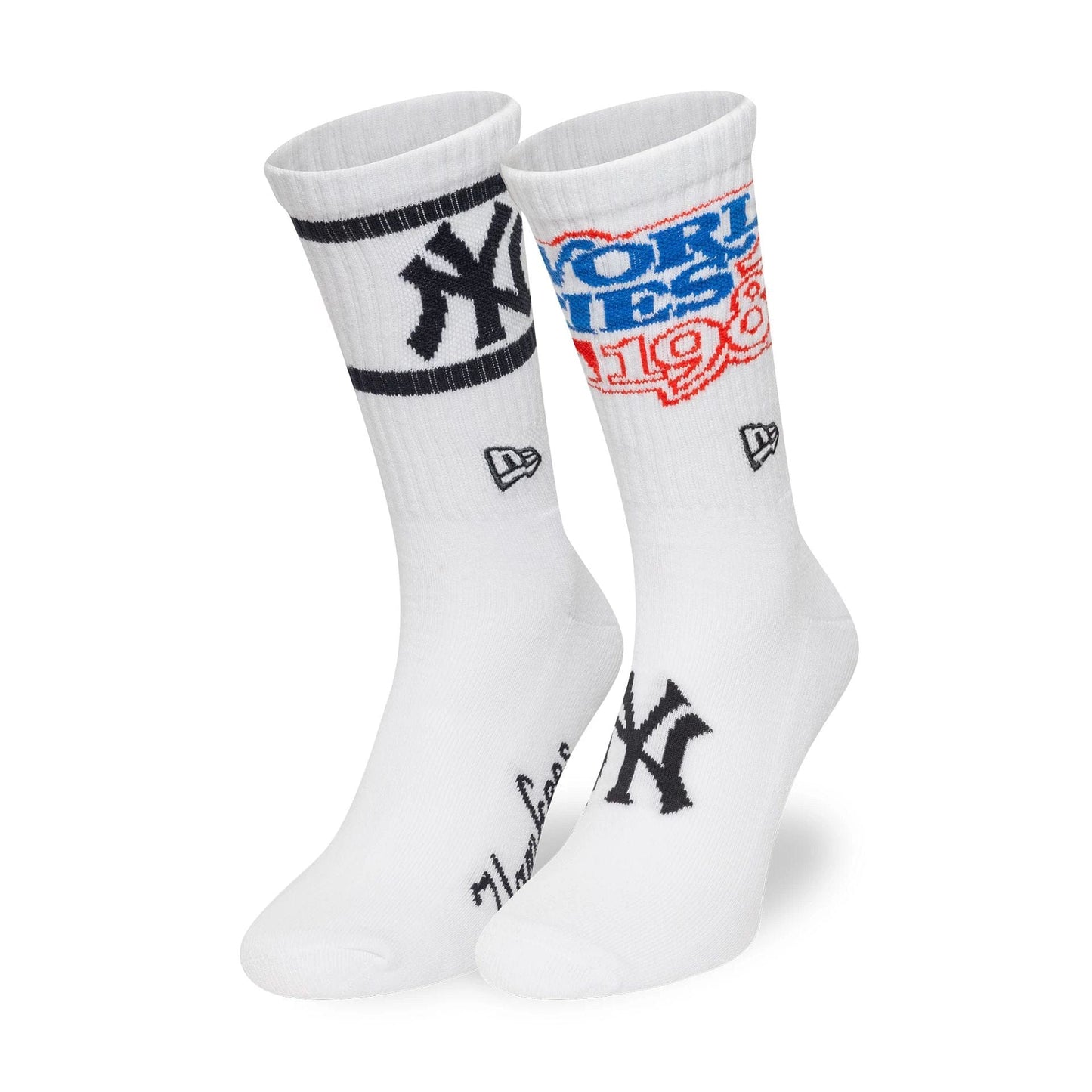 This is a New York Yankees World Series White 2 Pack Crew Socks 1