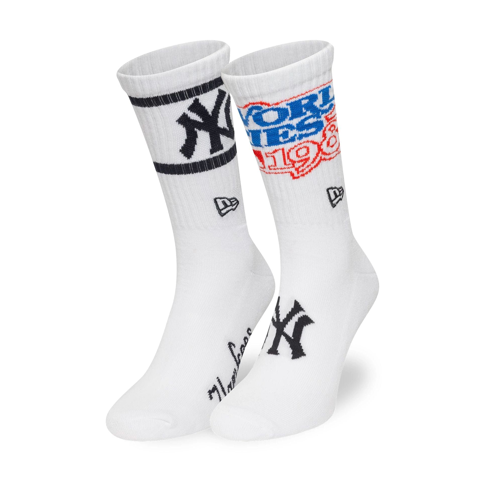 This is a New York Yankees World Series White 2 Pack Crew Socks 1