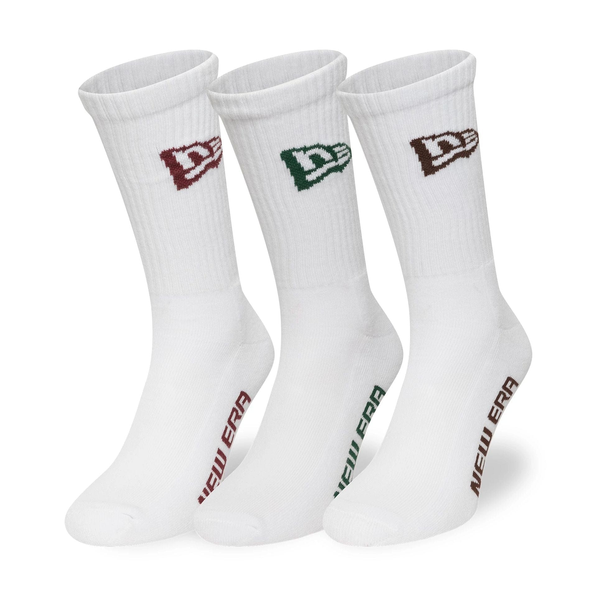 This is a New Era Flag White 3 Pack Crew Socks 1