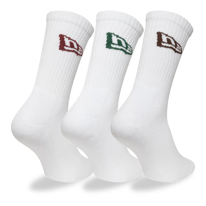 This is a New Era Flag White 3 Pack Crew Socks 2