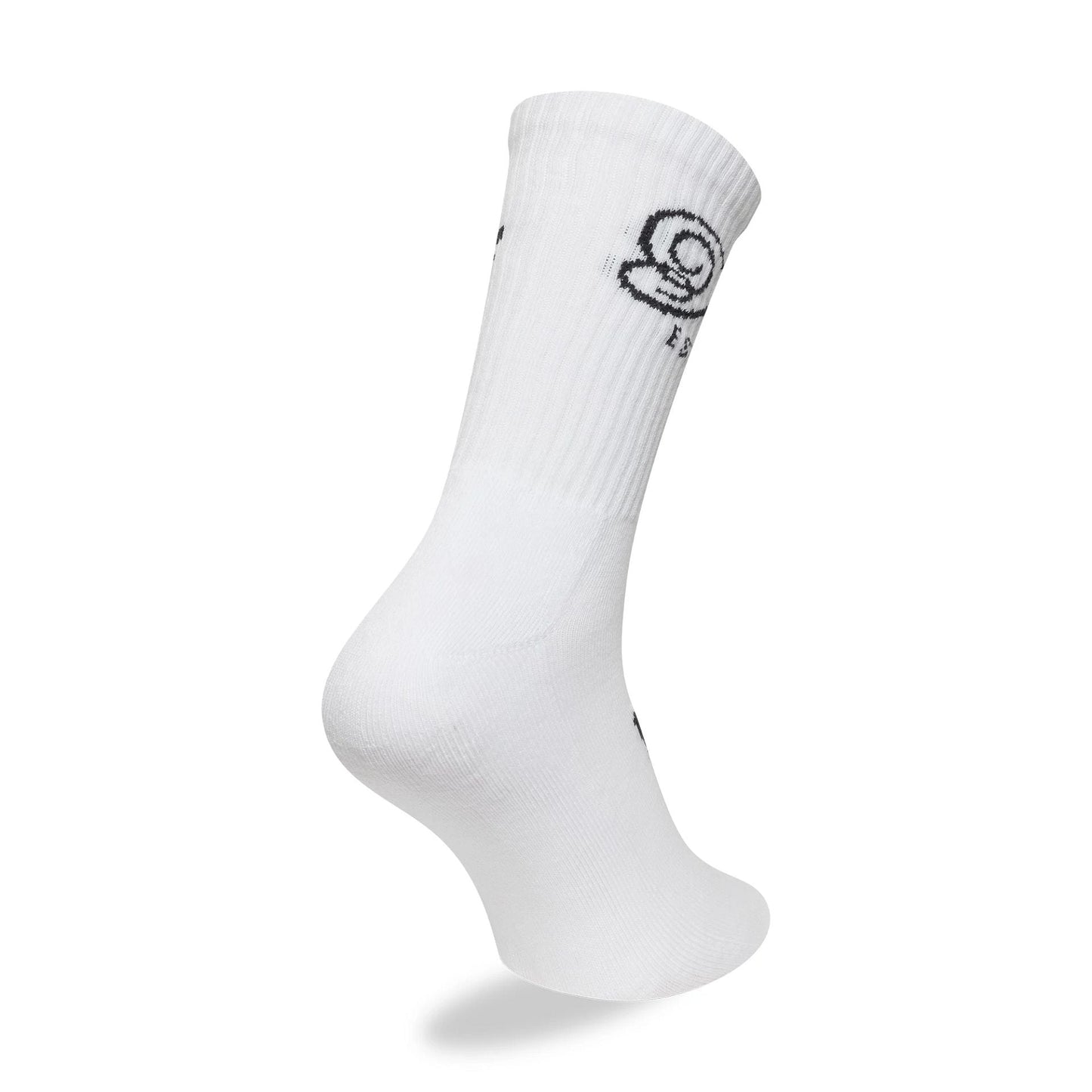 This is a New Era Script White Crew Socks 2